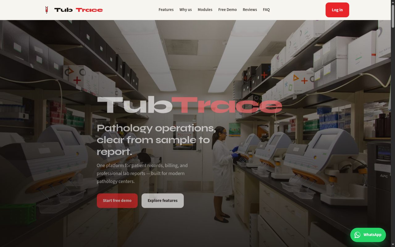 TubTrace landing page hero